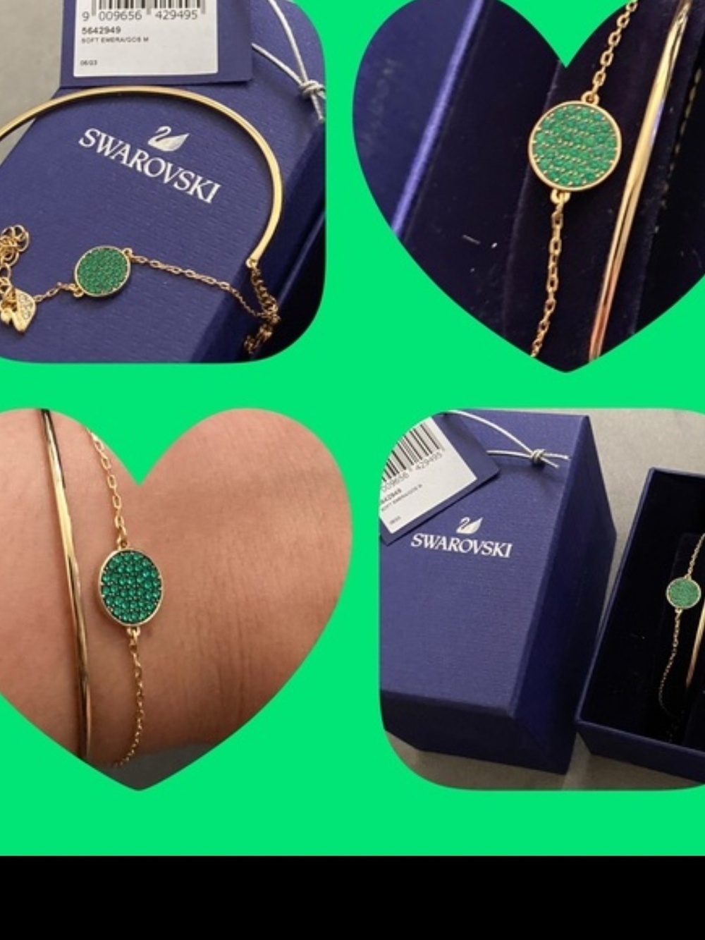 NWT Swarovski Gold & Emerald Bracelet